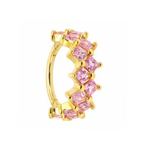 Argola de Ouro 18k com Safira Rosa