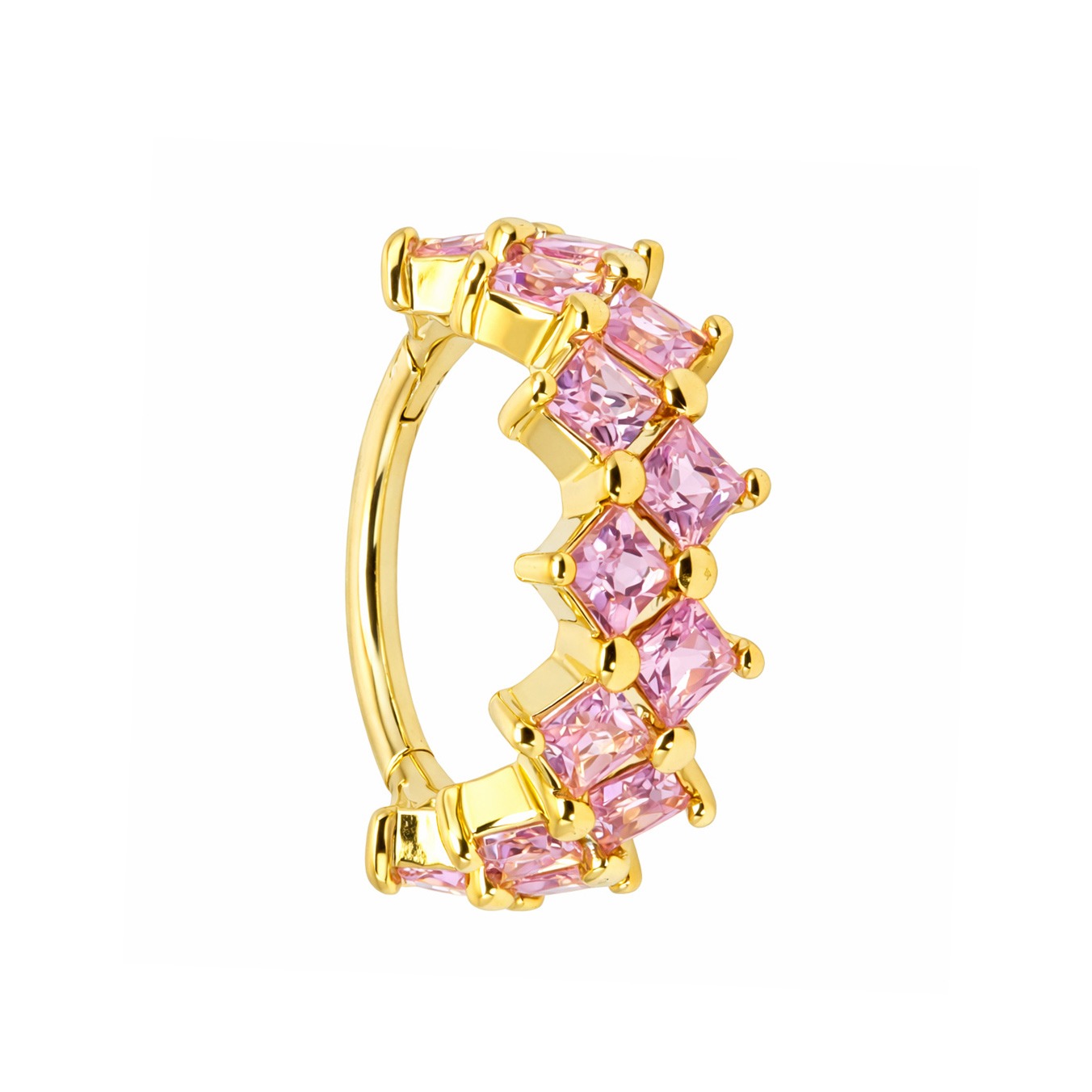 Argola de Ouro 18k com Safira Rosa