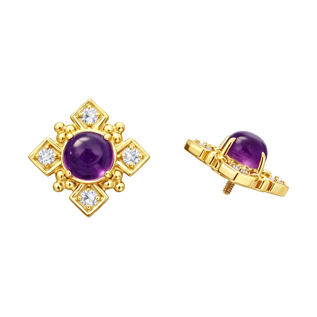 Topo de Ouro 18k com Ametista R/I