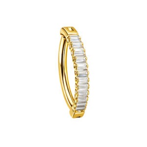 UMBIGO OVAL BELLY RING CZ PRONG TIT