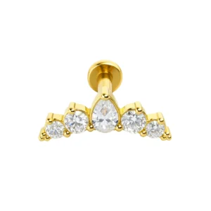 Topo cluster push pin zirconia premium ouro 18k