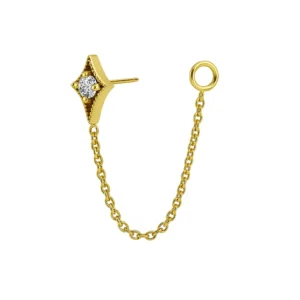 TOPO PUSH PIN LOOSE CORRENTE ZIRCONIA PREMIUM OURO 18k