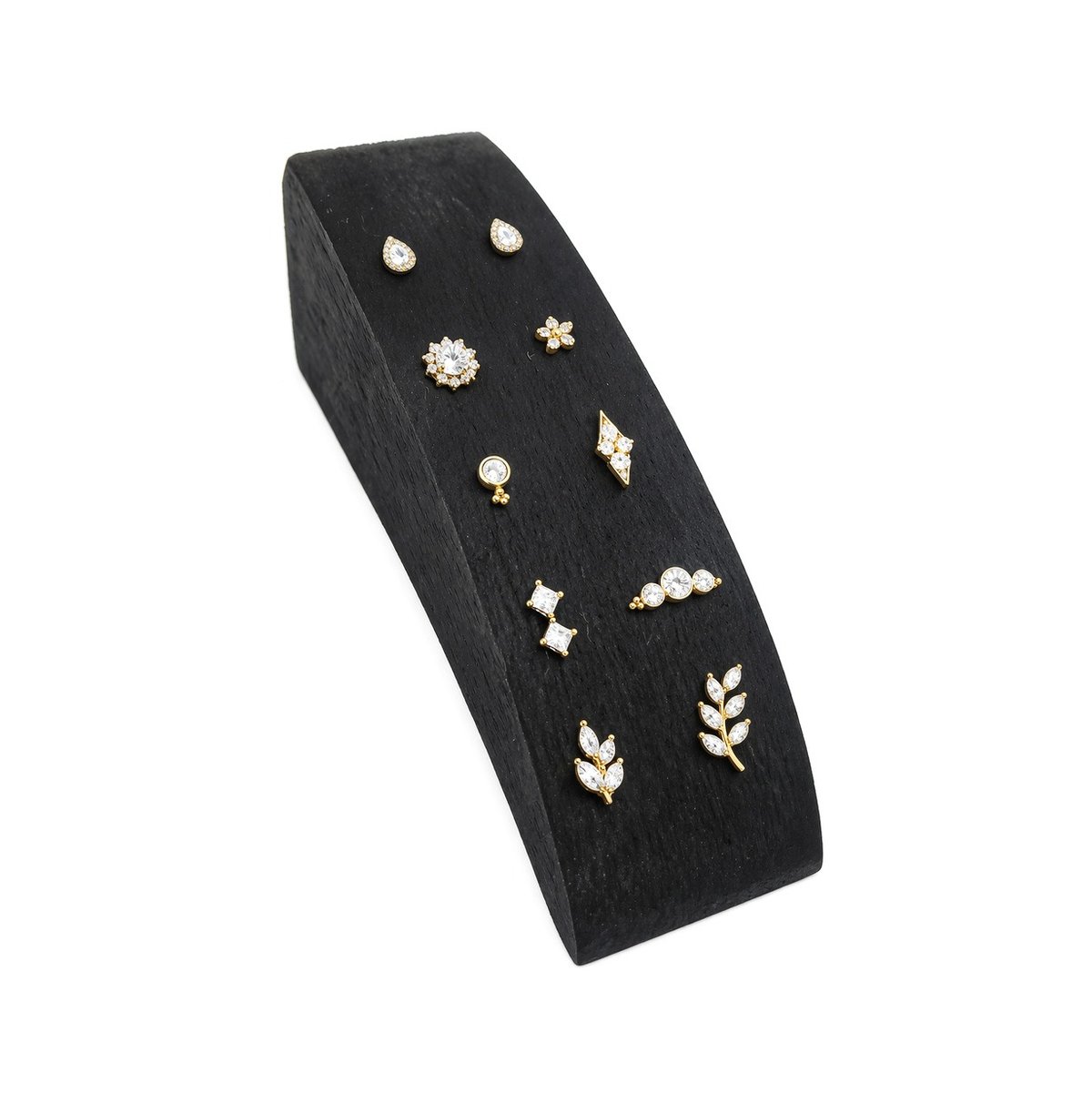 Mostruário Curvo Preto de Madeira