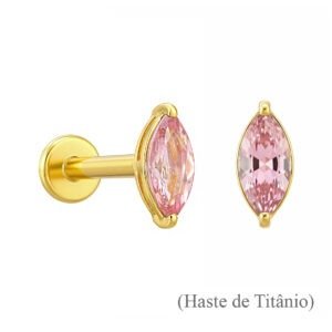 TOPO ROSCA INTERNA NAVETE PINK SAPHIRA OURO 18k