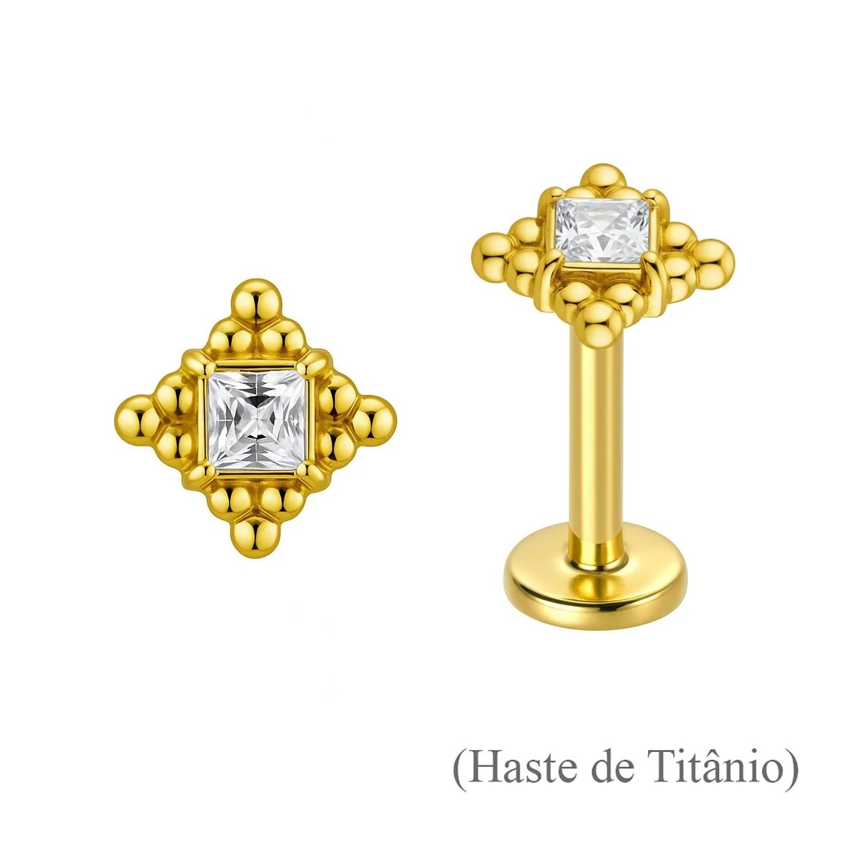 TOPO ROSCA INTERNA BINDI SQUARE ZIRCONIA PREMIUM OURO 18k
