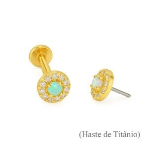 TOPO PUSH PIN FLOR 10 PÉTALAS OPALA E ZIRCONIA PREMIUM OURO 18k