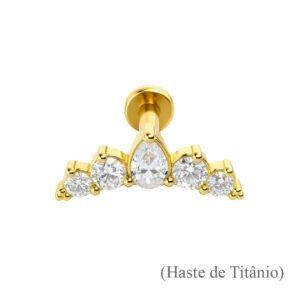 Topo cluster push pin zirconia premium ouro 18k