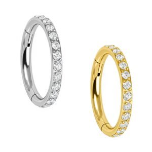 Argola Slim de Titânio Cravejada de Zircônias 1.2 mm