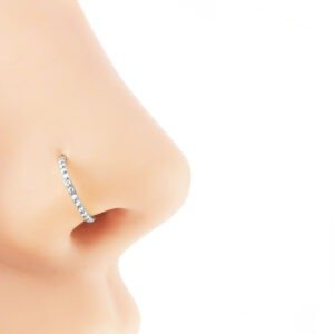Argola Slim 0.8 mm de Titânio Cravejada de Zircônias