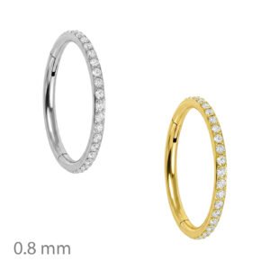 Argola Slim 0.8 mm de Titânio Cravejada de Zircônias