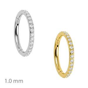 Argola Slim 1.0 mm de Titânio Cravejada de Zircônias