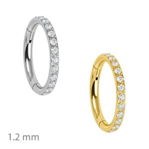 Argola Slim de Titânio Cravejada de Zircônias 1.2 mm