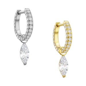 ARGOLA HUGGIE CRAVEJADA COM PINGENTE TIT