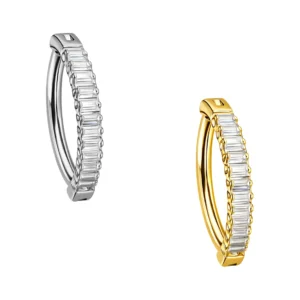 UMBIGO OVAL BELLY RING CZ PRONG TIT