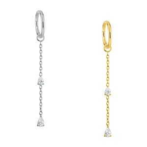Argola com Pingente Correntinha com Gotas em Titânio