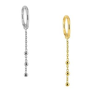 Argola com Pingente Corrente com Beads em Titânio