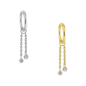 Argola com Pingente Correntes com Ponto de Luz em Titânio