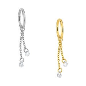 Argola com Pingente Ponto de Luz e Gota em Titânio