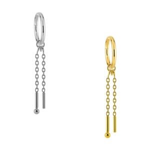 Argola com Pingente Correntes com Palitos e Bead em Titânio