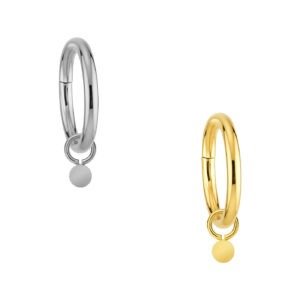 Argola com Pingente Mini Disco em Titânio