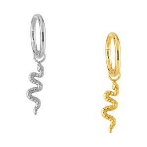 Argola com Pingente Cobra em Titânio
