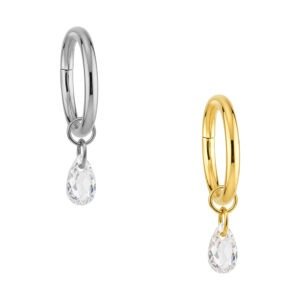 Argola com Pingente Gota de Zircônia em Titânio