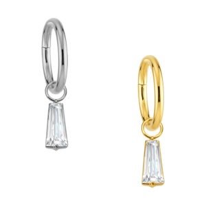 Argola com Pingente Trapézio em Titânio