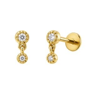TOPO PUSH PIN DUPLO P.LUZ ORNAMENTAL PEDURADO DIAMANTE OURO 18k